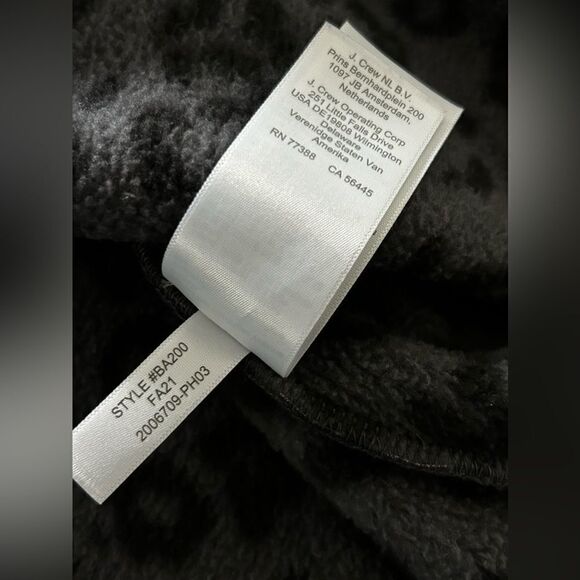 J Crew Quilted Button-Neck Sherpa fleece‎ Tunic Medium black gray Leopard BA200 - Picture 8 of 16